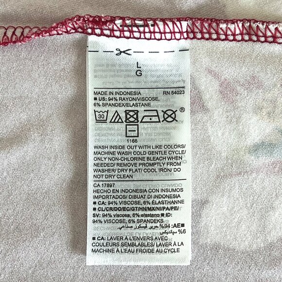 Old Navy Faux-Wrap Jersey Dress Women Size Large Burgundy Floral Waist-Defined - Picture 8 of 15